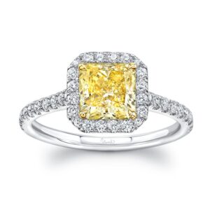 Halo Radiant Fancy Yellow Diamond Engagement Ring