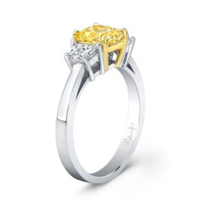Three-Stone Radiant Fancy Yellow Diamond Engagement Ring