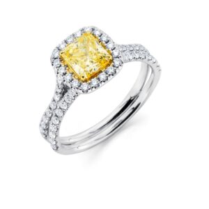 Halo Radiant Yellow Diamond Engagement Ring