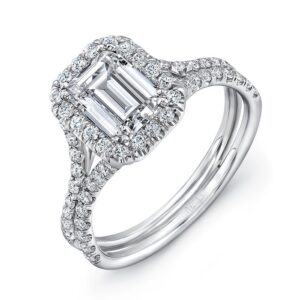Halo Emerald Cut Engagement Ring