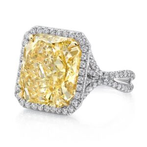 Halo Radiant Fancy Light Yellow Diamond Engagement Ring