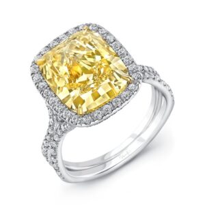 Halo Radiant Fancy Yellow Diamond Engagement Ring