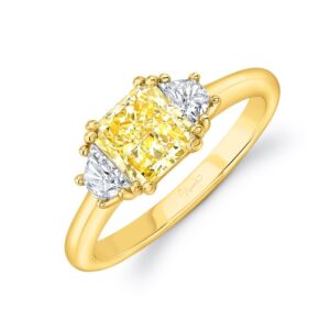 Three-Stone Radiant Yellow Diamond Engagement Ring