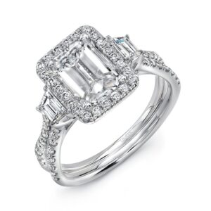 Halo Emerald Cut Diamond Engagement Ring