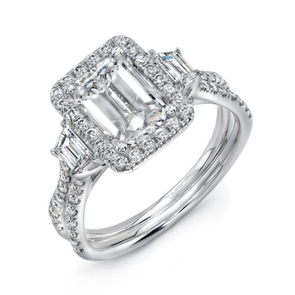 Halo Emerald Cut Diamond Engagement Ring