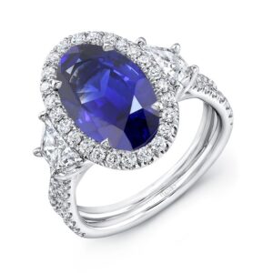 Halo Oval Shaped Tanzanite Engagement Ring