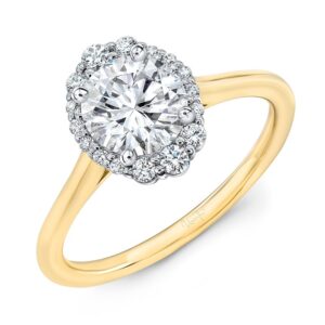 Large Melee Diamond Halo Engagement Ring