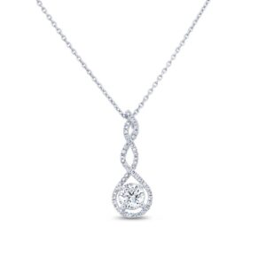 Halo Round Diamond Drop Pendant