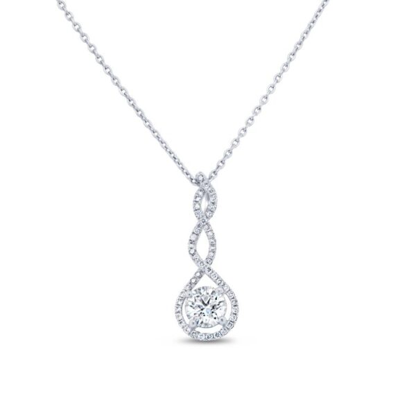 Halo Round Diamond Drop Pendant