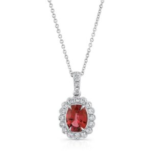 Halo Oval Shaped Ruby Drop Pendant