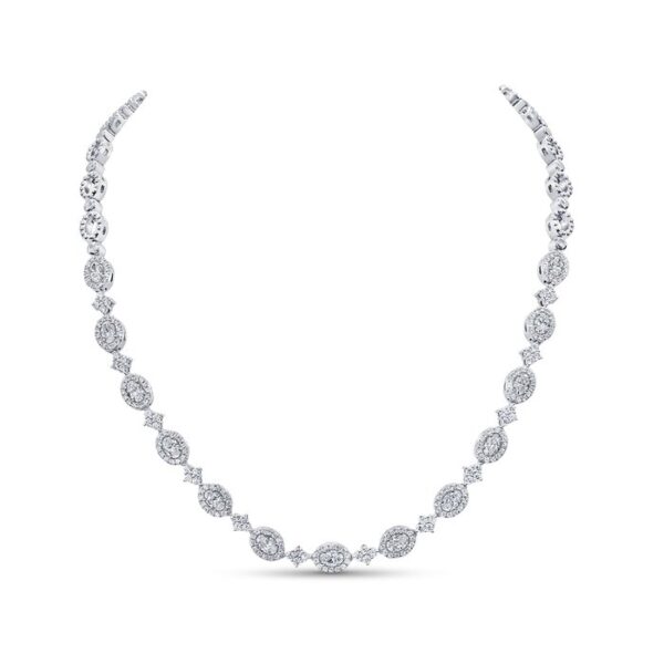 Halo Oval Shaped Diamond Choker Necklace