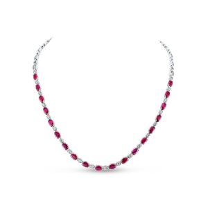 Strand Oval Shaped Ruby Tennis Necklace