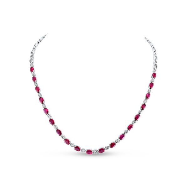 Strand Oval Shaped Ruby Tennis Necklace
