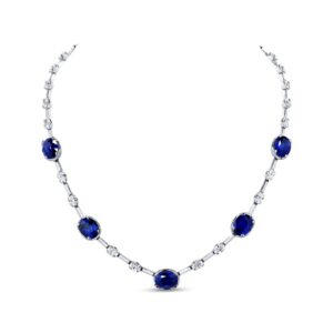 Oval Shaped Blue Sapphire Necklace