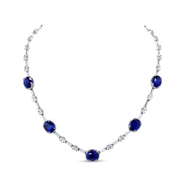 Oval Shaped Blue Sapphire Necklace