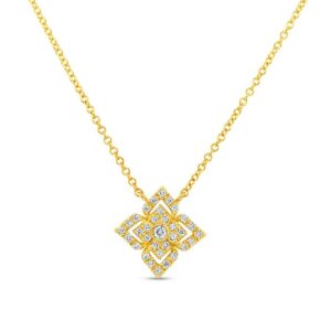 Floral Round Diamond Brooch Pendant
