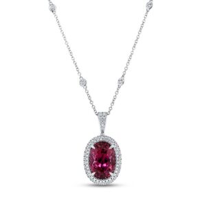 Drop Oval Shaped Rubellite Brooch Pendant