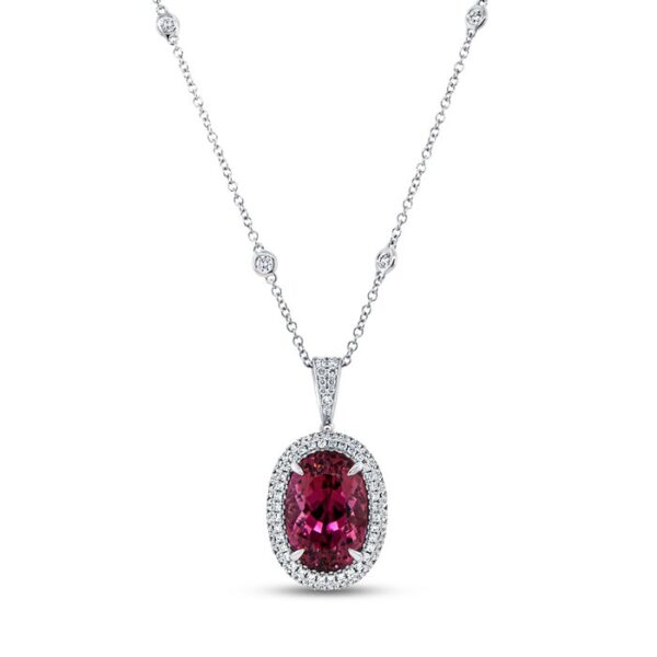 Drop Oval Shaped Rubellite Brooch Pendant