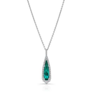 Halo Pear Shaped Indicolite Tourmaline Pendant