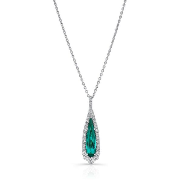 Halo Pear Shaped Indicolite Tourmaline Pendant