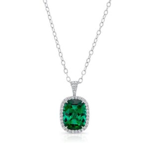 Halo Oval Shaped Indicolite Tourmaline Pendant