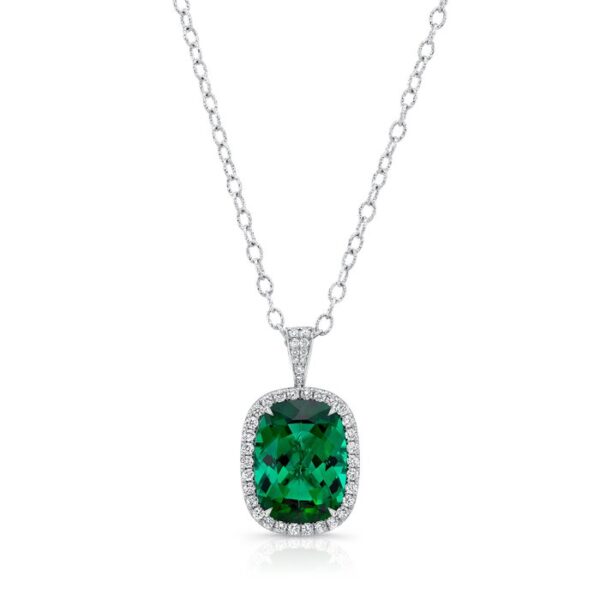 Halo Oval Shaped Indicolite Tourmaline Pendant