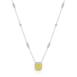Halo Radiant Yellow Diamond Pendant