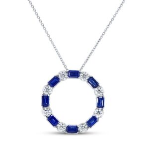 Emerald Cut Blue Sapphire Brooch Pendant