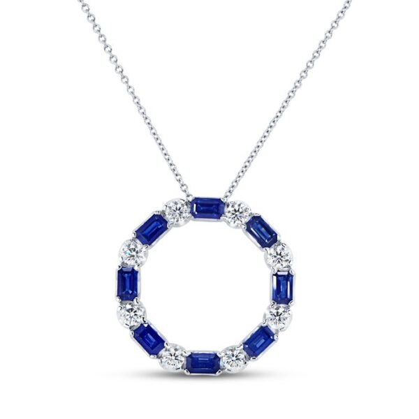 Emerald Cut Blue Sapphire Brooch Pendant