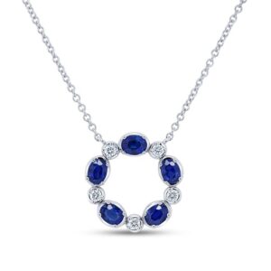 Medallion Oval Shaped Blue Sapphire Medallion Pendant