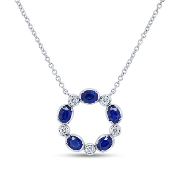 Medallion Oval Shaped Blue Sapphire Medallion Pendant