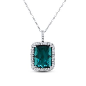 Cushion Cut Green Tourmaline Brooch Pendant