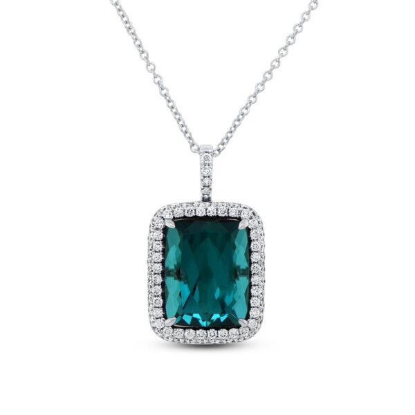 Cushion Cut Green Tourmaline Brooch Pendant