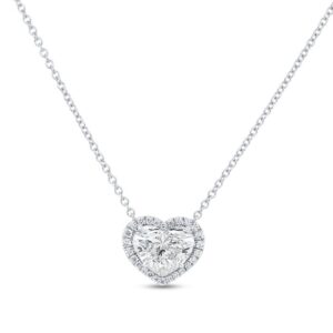 Halo Heart Shaped Diamond Brooch Pendant