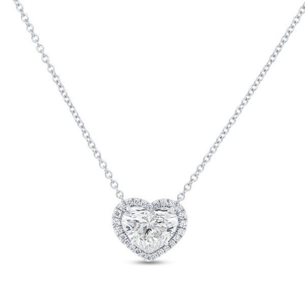 Halo Heart Shaped Diamond Brooch Pendant