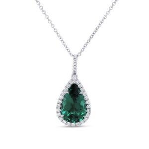 Halo Pear Shaped Indicolite Tourmaline Brooch Pendant