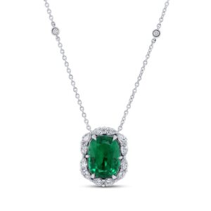 Drop Cushion Cut Emerald Drop Pendant