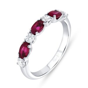 Straight Oval Shaped Ruby Anniversary Ring