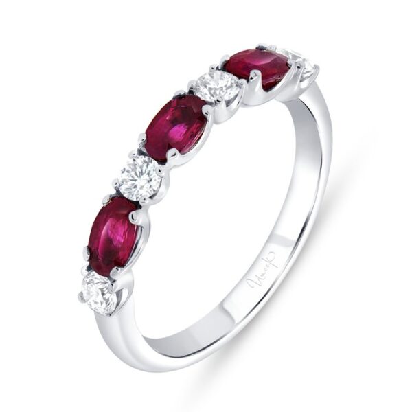 Straight Oval Shaped Ruby Anniversary Ring
