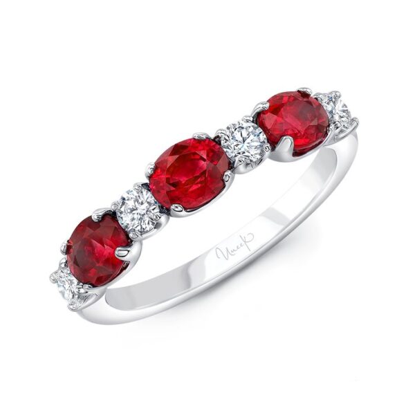 Straight Oval Shaped Ruby Anniversary Ring