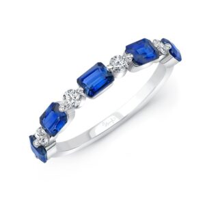Straight Emerald Cut Blue Sapphire Fashion Ring