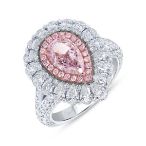 Double-Halo Pear Shaped Light Pink Diamond Engagement Ring