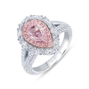 Double-Halo Pear Shaped Light Pink Diamond Engagement Ring