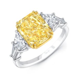 Three-Stone Radiant Yellow Diamond Engagement Ring