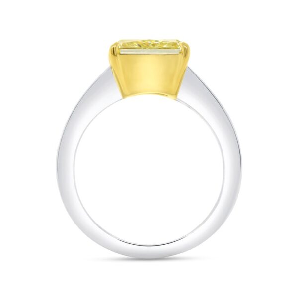 Tapered Radiant Fancy Yellow Diamond Engagement Ring - Image 3