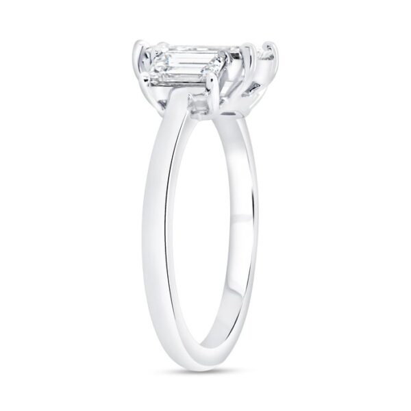 Three-Stone Emerald Cut Diamond Engagement Ring - Image 2