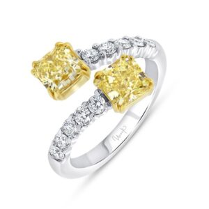 Bypass Radiant Fancy Yellow Diamond Anniversary Ring