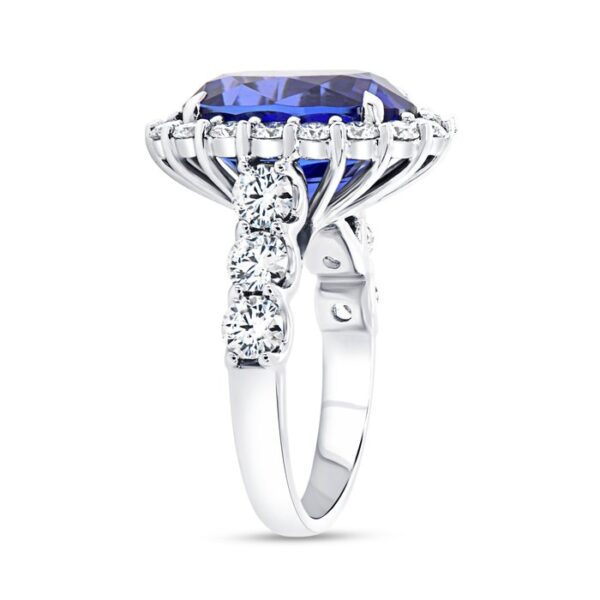Halo Oval Shaped Tanzanite Engagement Ring - Image 2