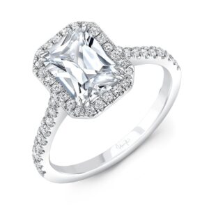 Halo Emerald Cut Engagement Ring