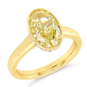 Solitaire Oval Shaped Fancy Yellow Diamond Engagement Ring